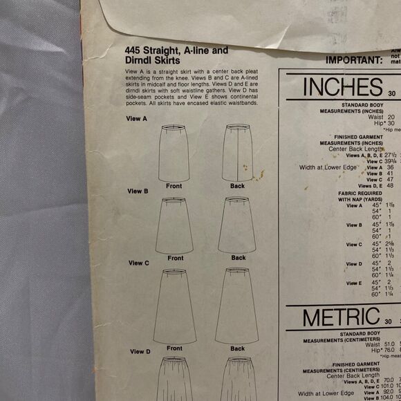 1979 Stretch and Sew Straight A-Line Dirndl Skirt Design Patterns by Ann Person - Picture 6 of 10